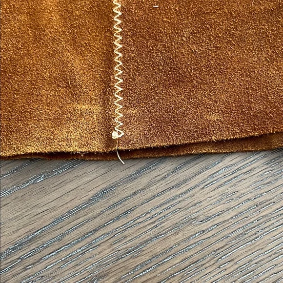 Vintage Chestnut Brown Suede Snap Front A-Line Skirt - Picture 4 of 12